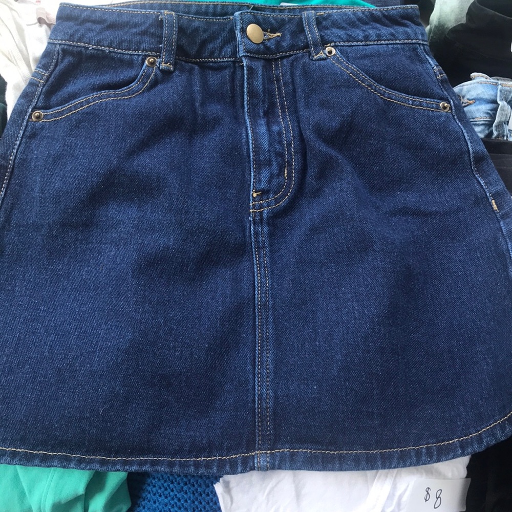 Dark wash denim skirt